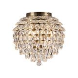 Coniston 8 Light Bathroom Crystal Flush Ceiling Light - Antique Brass
