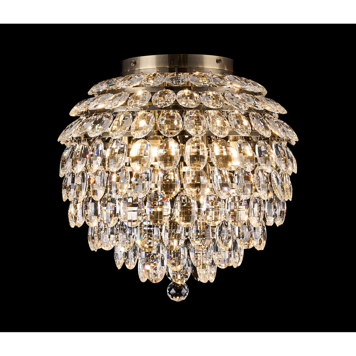 Coniston 8 Light Bathroom Crystal Flush Ceiling Light - Antique Brass