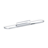 Conivarena LED flush ceiling light in chrome, a long rounded oblong loop with a chrome centre bar and white plastic diffusers, shown on a plain white background.