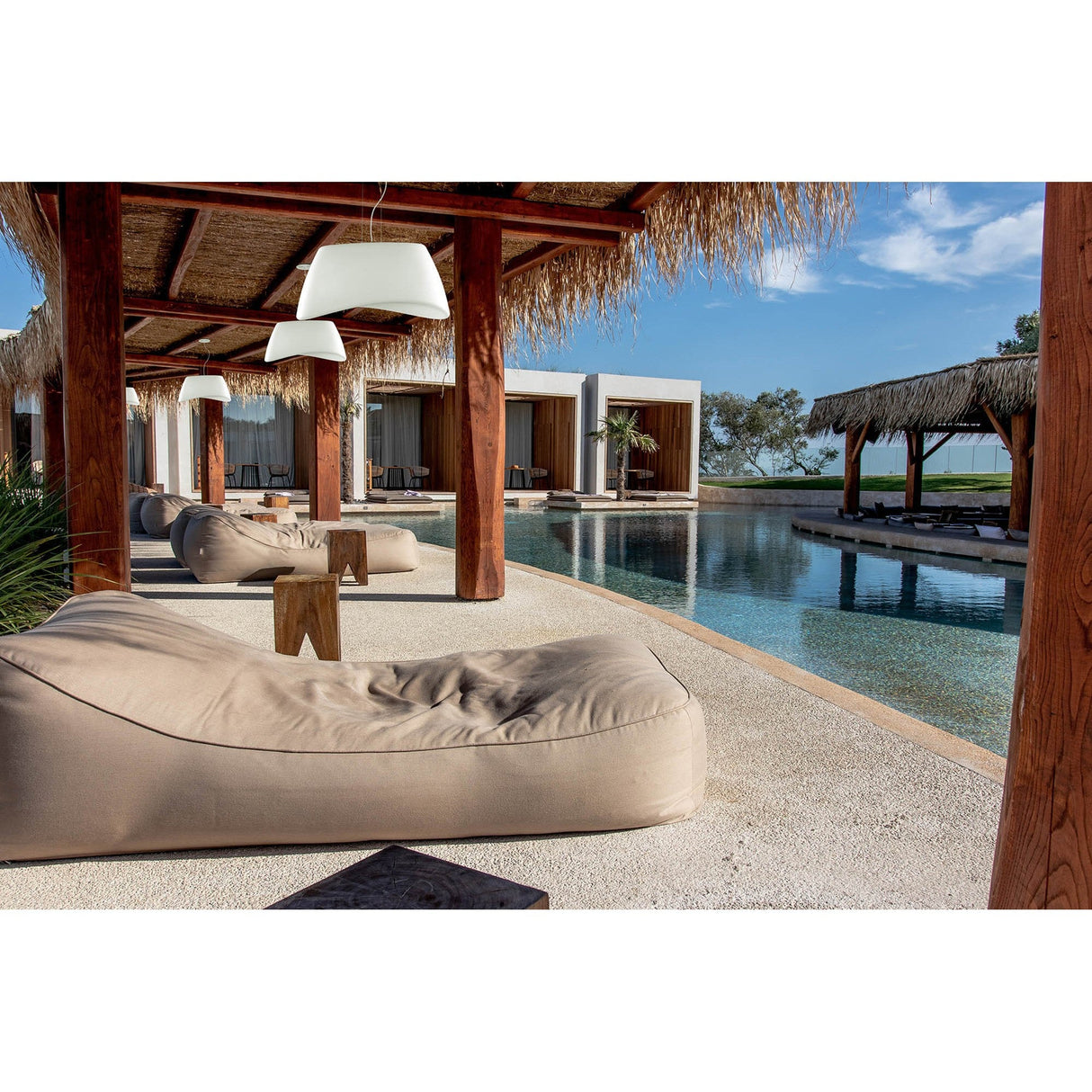 Cool 2 Light Outdoor Glass Pendant Light – Matt White & Opal White