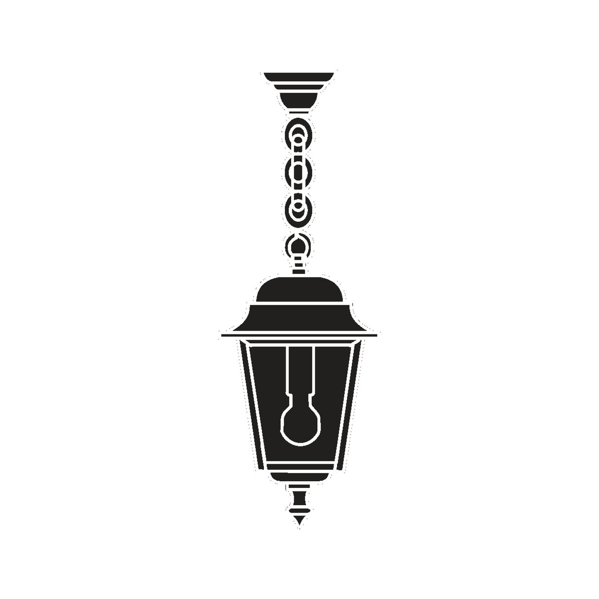 Coping Cast Aluminium Outdoor Pendant Light in black, a single-light lantern with smooth-domed roof, glass panes and chain suspension, shown as a silhouette icon on a plain white background.