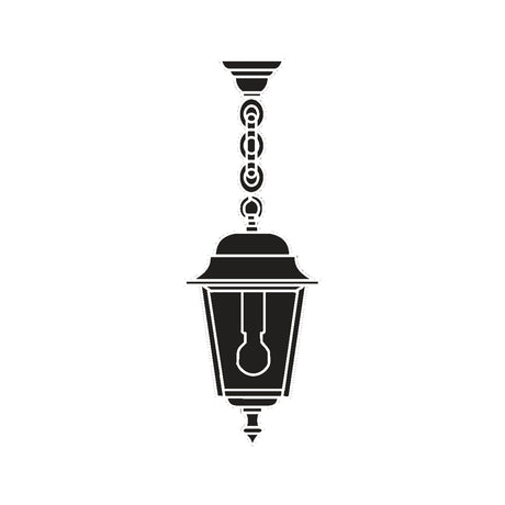 Coping Cast Aluminium Outdoor Pendant Light in black, a single-light lantern with smooth-domed roof, glass panes and chain suspension, shown as a silhouette icon on a plain white background.