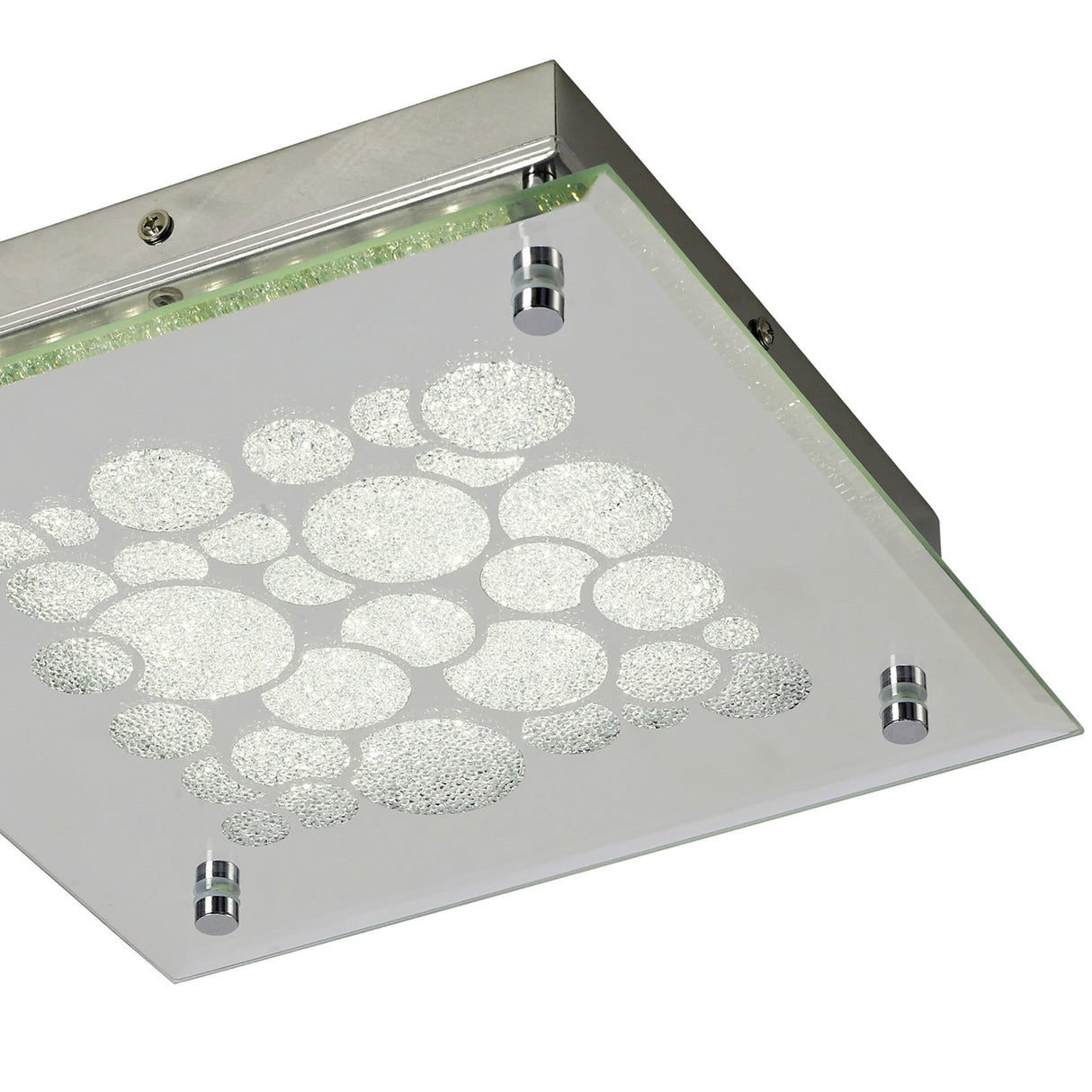 Coral Square LED Crystal Flush Ceiling Light 15.5W 4000K - Chrome