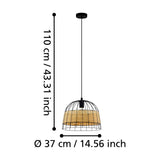 Corbena Rattan Pendant Light 37cm - Black