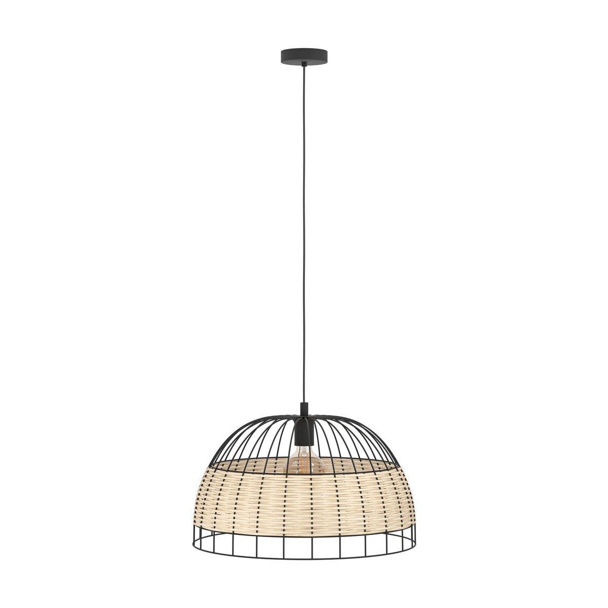 Corbena Rattan Pendant Light 50cm - Black