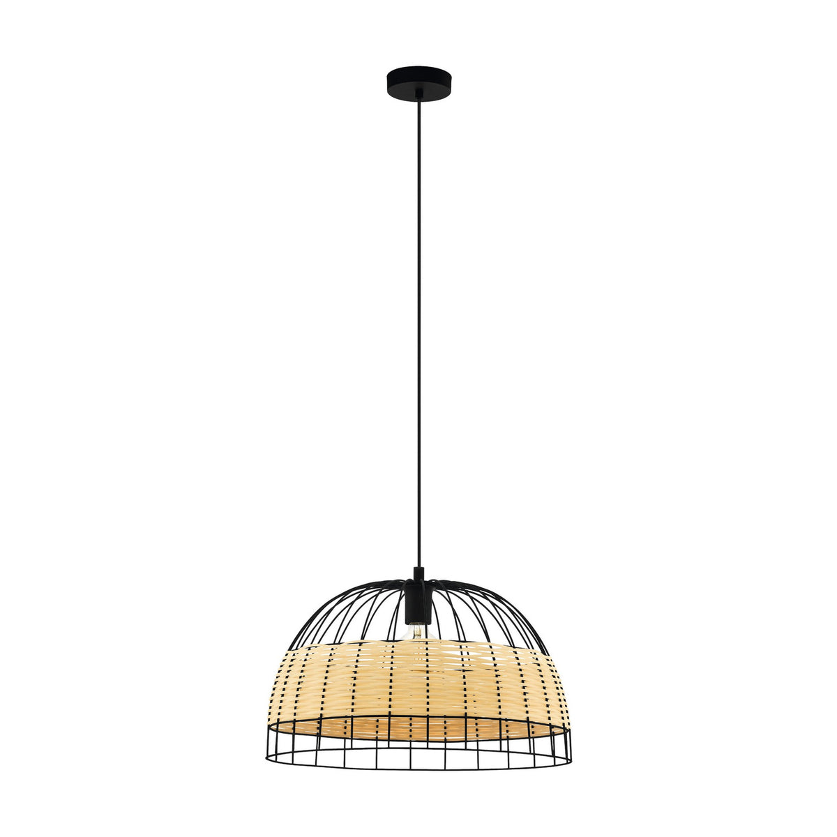 Corbena Rattan Pendant Light 50cm - Black