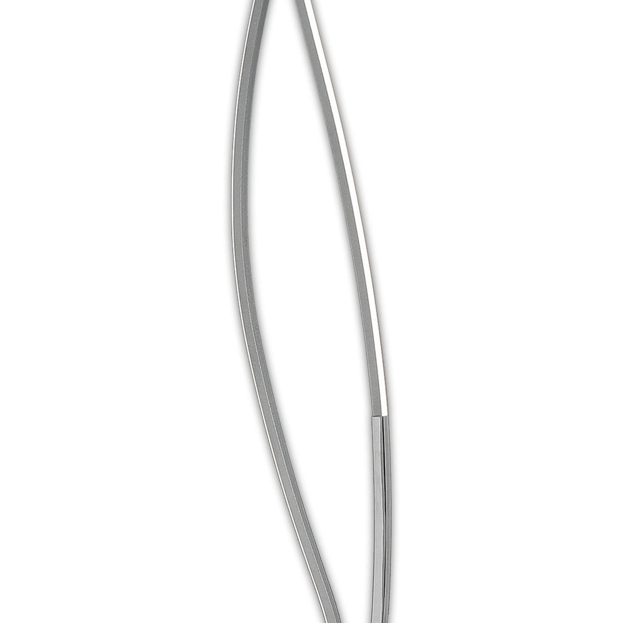 Close-up of the Corinto Dimmable LED Floor Lamp 30W 3000K in chrome, featuring a sleek, modern metallic finish with minimalist curves—ideal for enhancing contemporary interior lighting schemes.