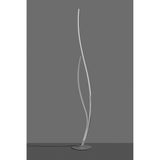 The Corinto Dimmable LED Floor Lamp 30W 3000K in Chrome features two sleek, curved metal rods rising from a round base, shown against a plain gray background.