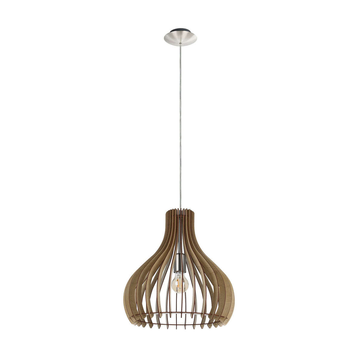 Cormarne Wooden Pendant Light - Satin Nickel