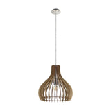 Cormarne Wooden Pendant Light - Satin Nickel