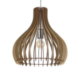 Cormarne Wooden Pendant Light - Satin Nickel