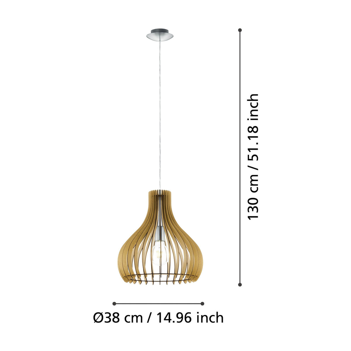 Cormarne Wooden Pendant Light - Satin Nickel