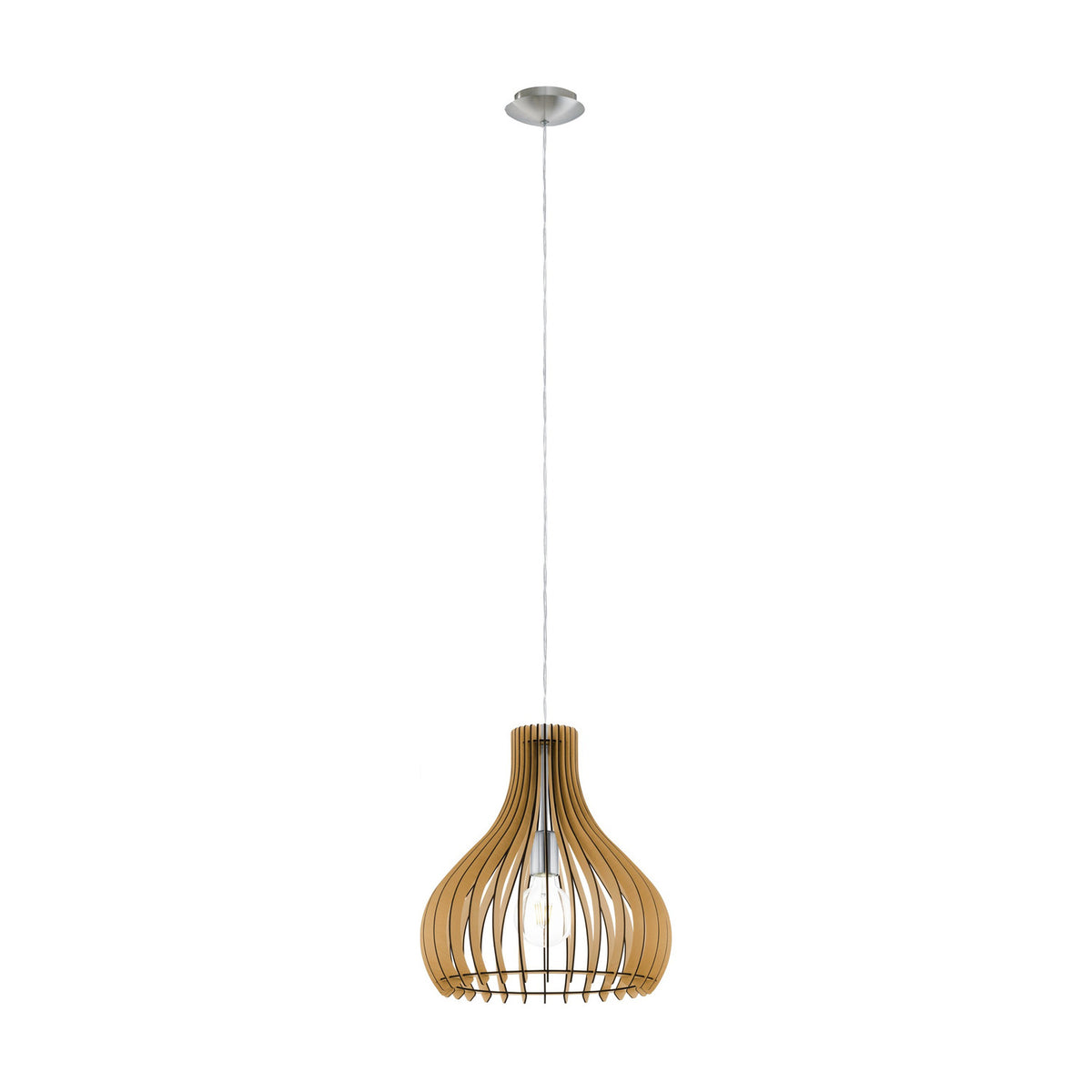 Cormarne Wooden Pendant Light - Satin Nickel