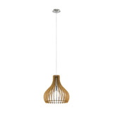 Cormarne Wooden Pendant Light - Satin Nickel
