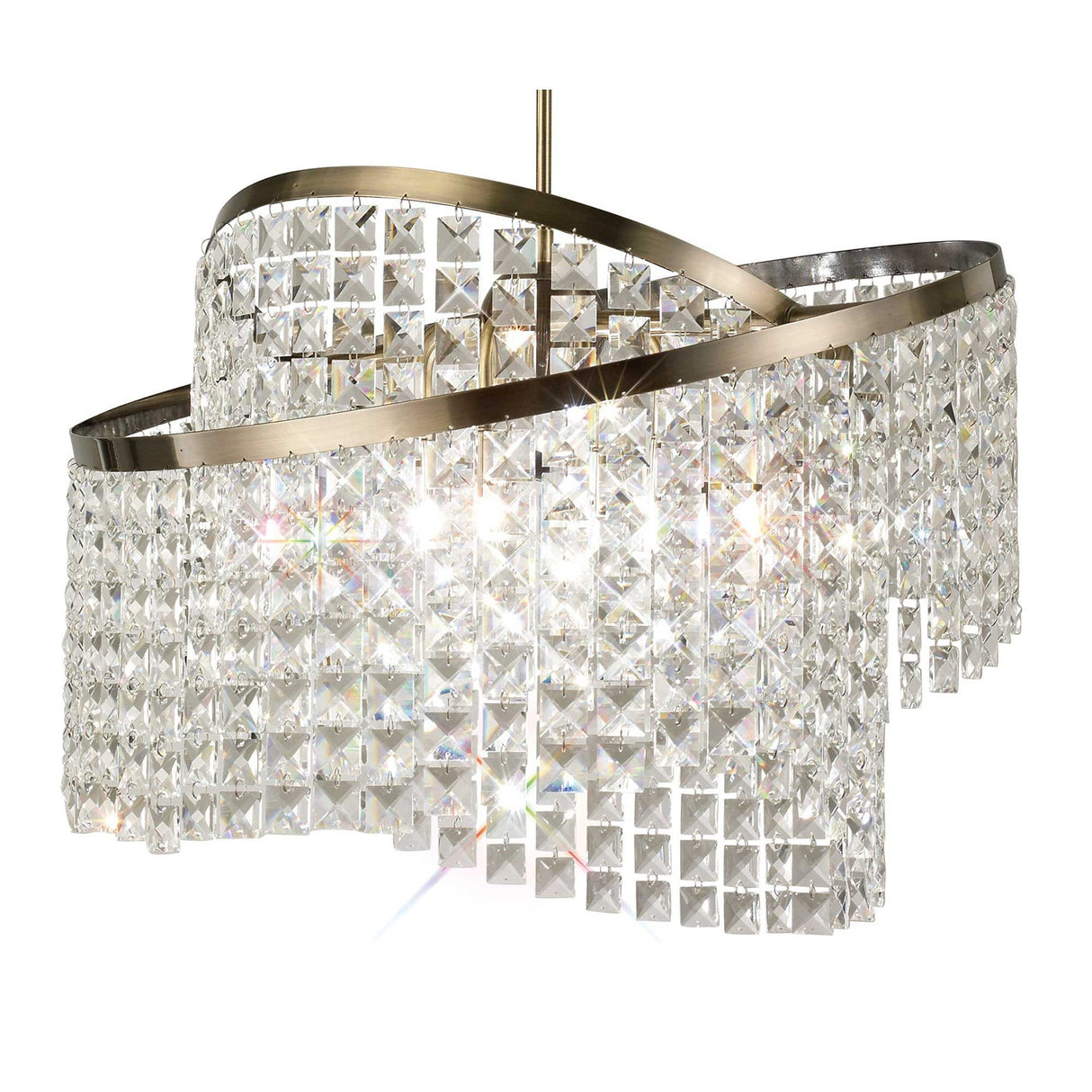 Cortina 58cm Telescopic 8 Light Crystal Chandelier - Antique Brass