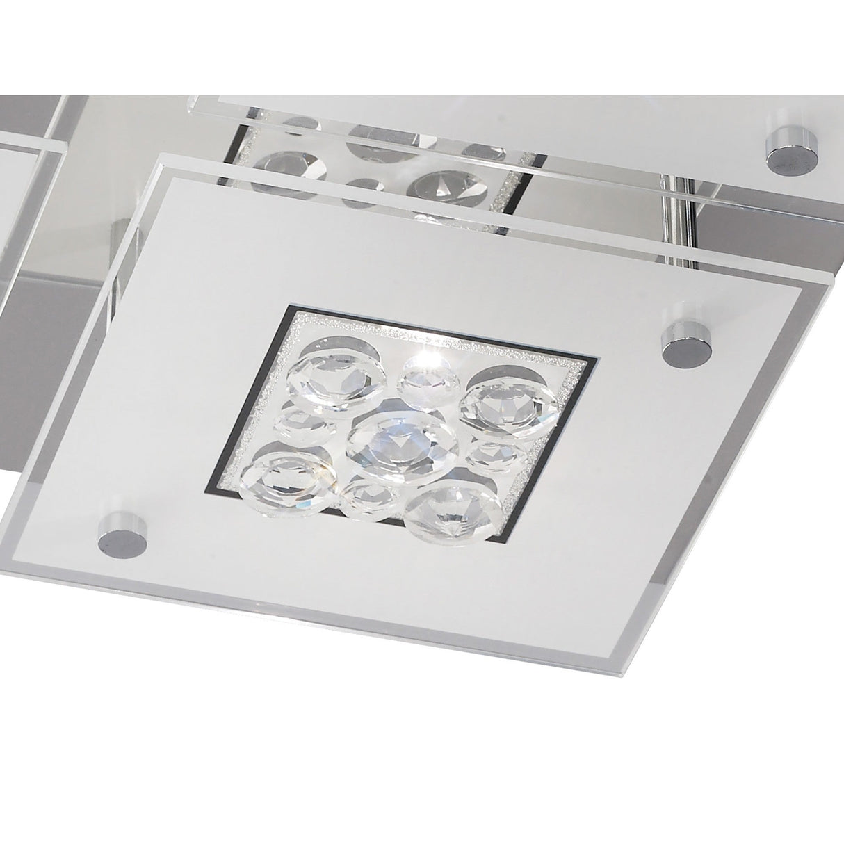 Cosmic 4 Light Glass/Crystal Flush Ceiling Light - Polished Chrome