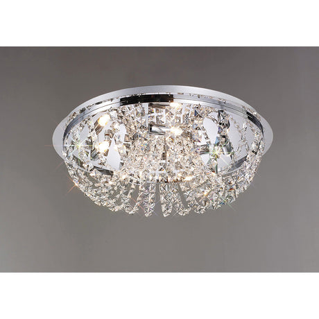 Cosmos 5 Light Crystal Flush Ceiling Light - Polished Chrome