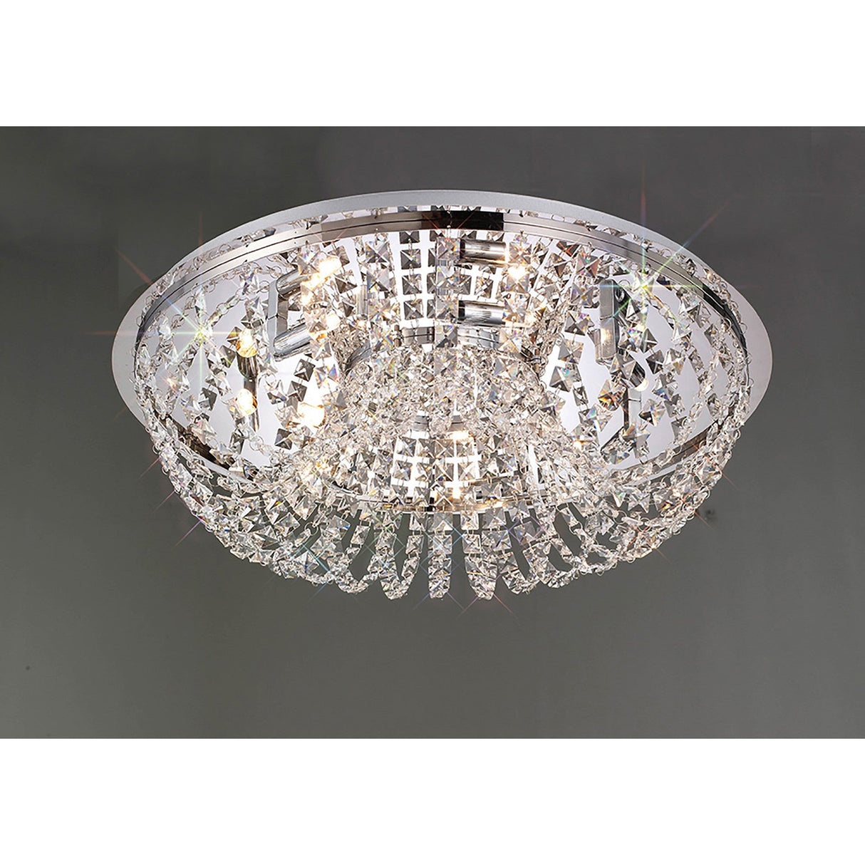 Cosmos 7 Light Crystal Flush Ceiling Light - Polished Chrome