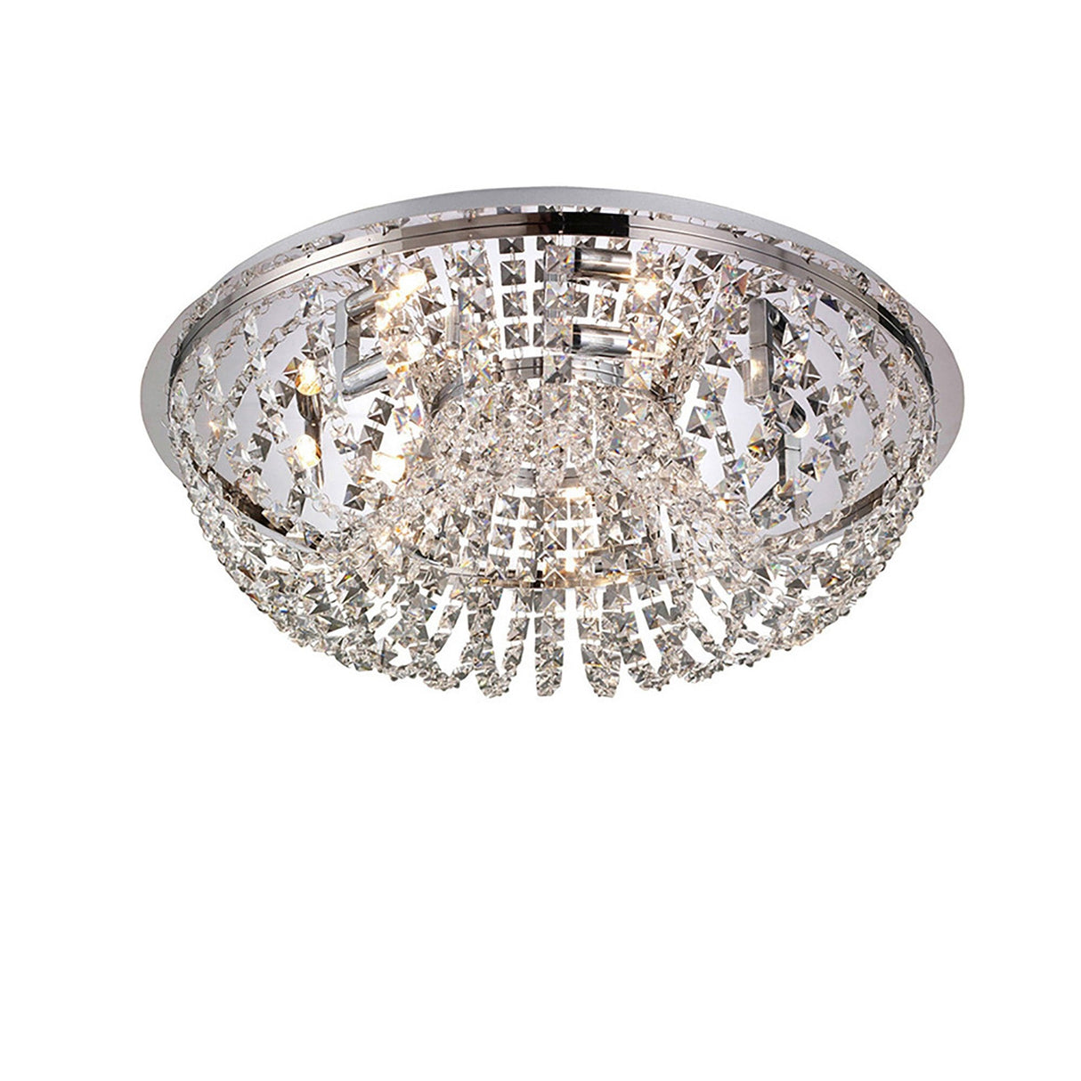 Cosmos 7 Light Crystal Flush Ceiling Light - Polished Chrome