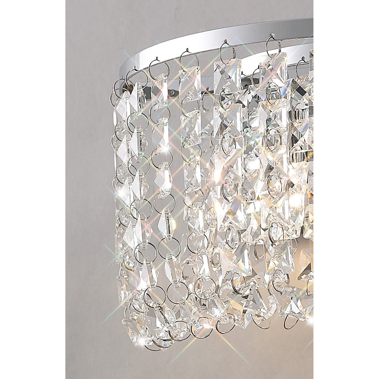 Cosmos 2 Light Crystal Wall Light With Switch - Chrome