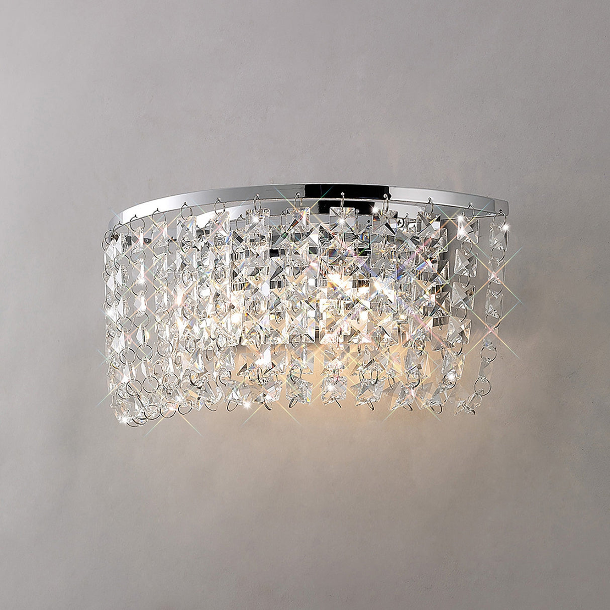 Cosmos 2 Light Crystal Wall Light With Switch - Chrome