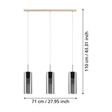 Cralette Smoked Glass Linear Pendant Light - Satin Nickel
