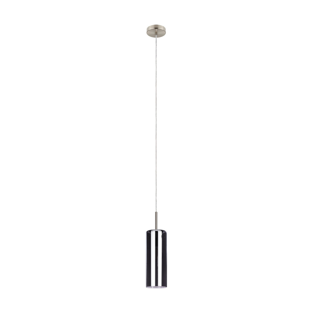Cralette Smoked Glass Pendant Light - Satin Nickel