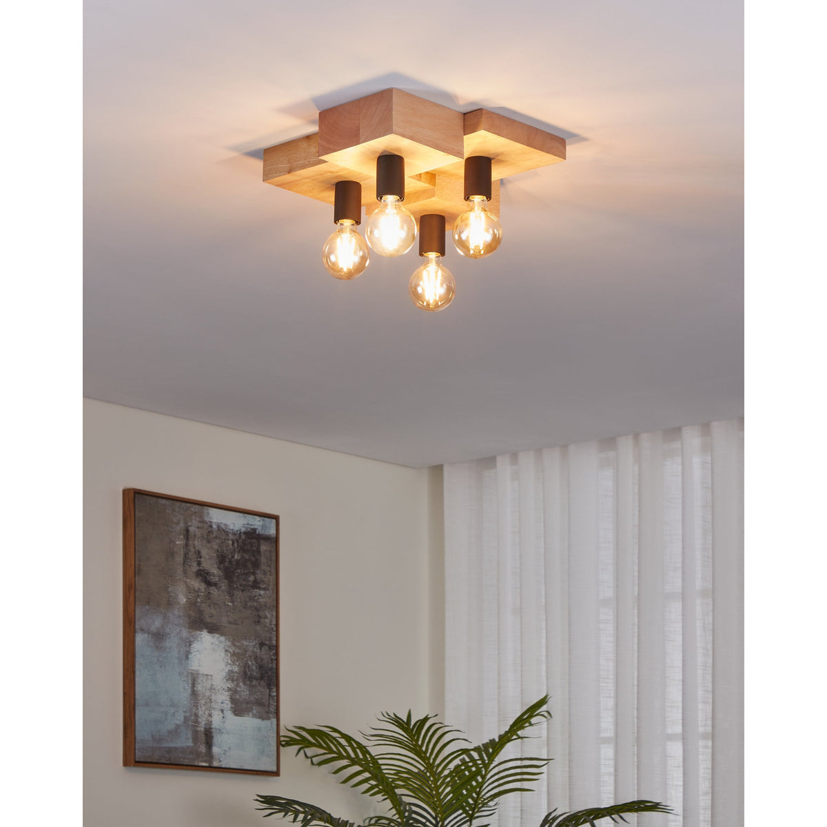 Cramarne Flush Ceiling Light - Brown & Black