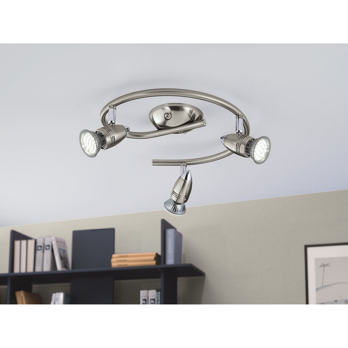 Crasvorne Ceiling Spotlight 25.5cm - Satin Nickel & Chrome