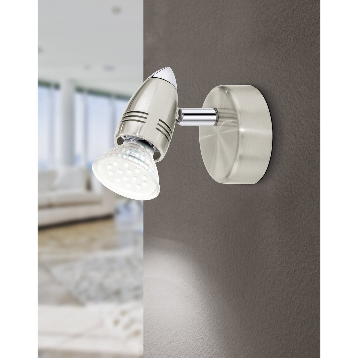 Crasvorne Wall Spotlight - Satin Nickel & Chrome