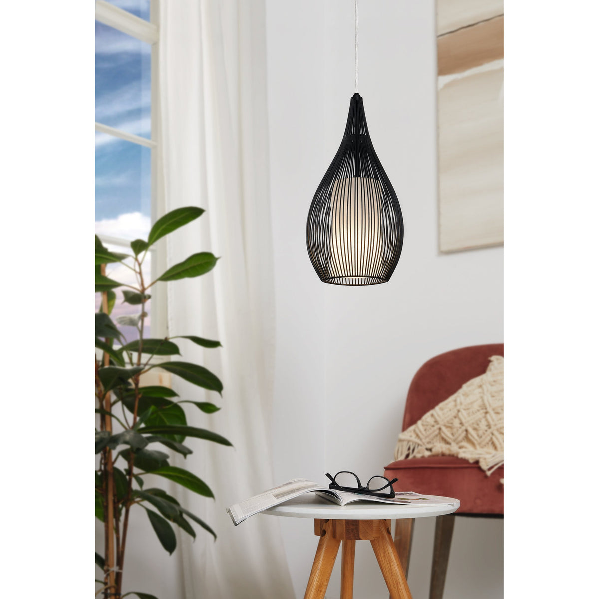 Cravessa Glass Pendant Light 19cm - Black