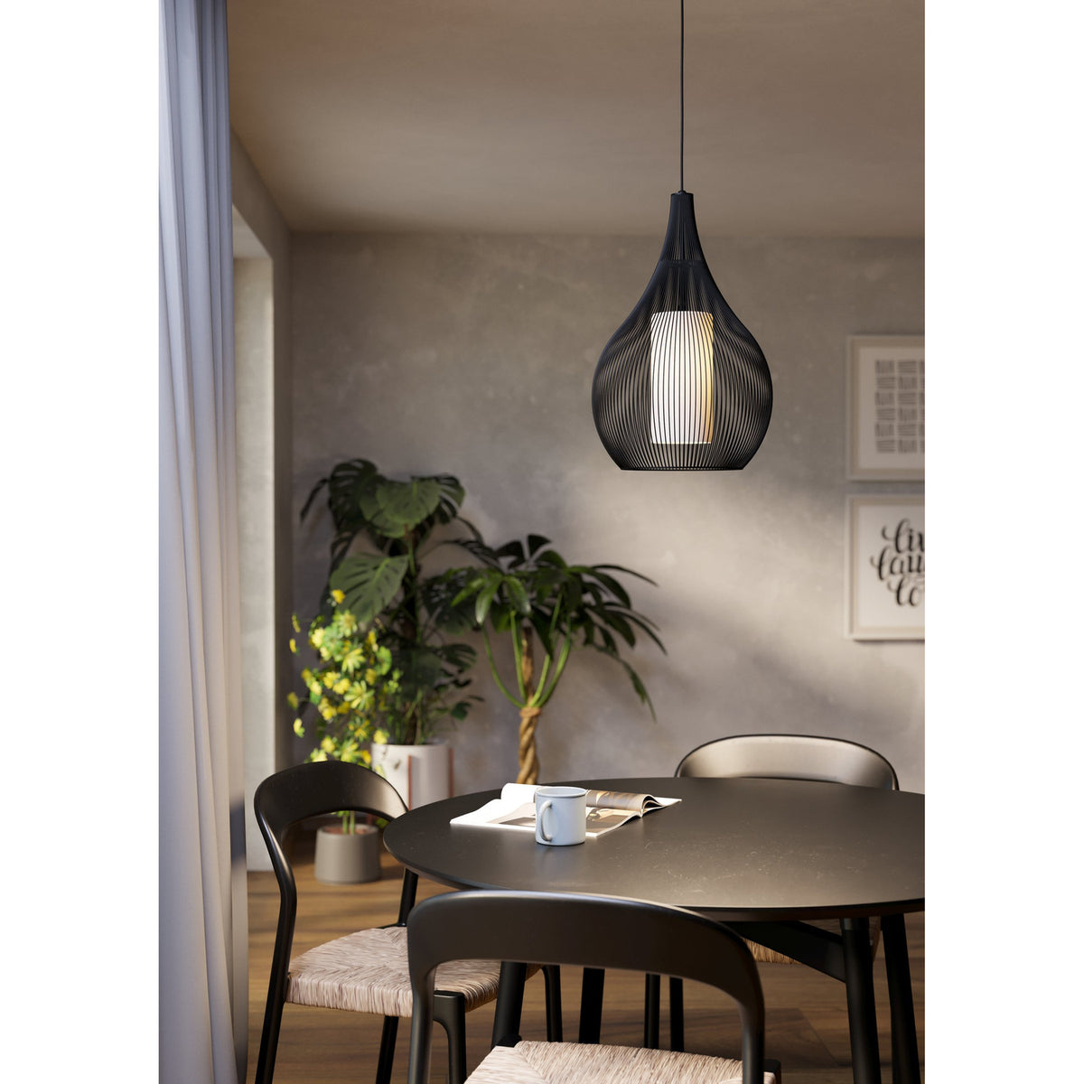 Cravessa Glass Pendant Light 32.5cm - Black