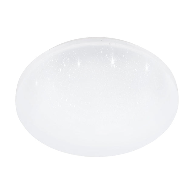 Round flush LED bathroom ceiling light, Crelvette 31 x 6cm, with white steel body and white plastic crystal-effect diffuser, shown on a plain white background.