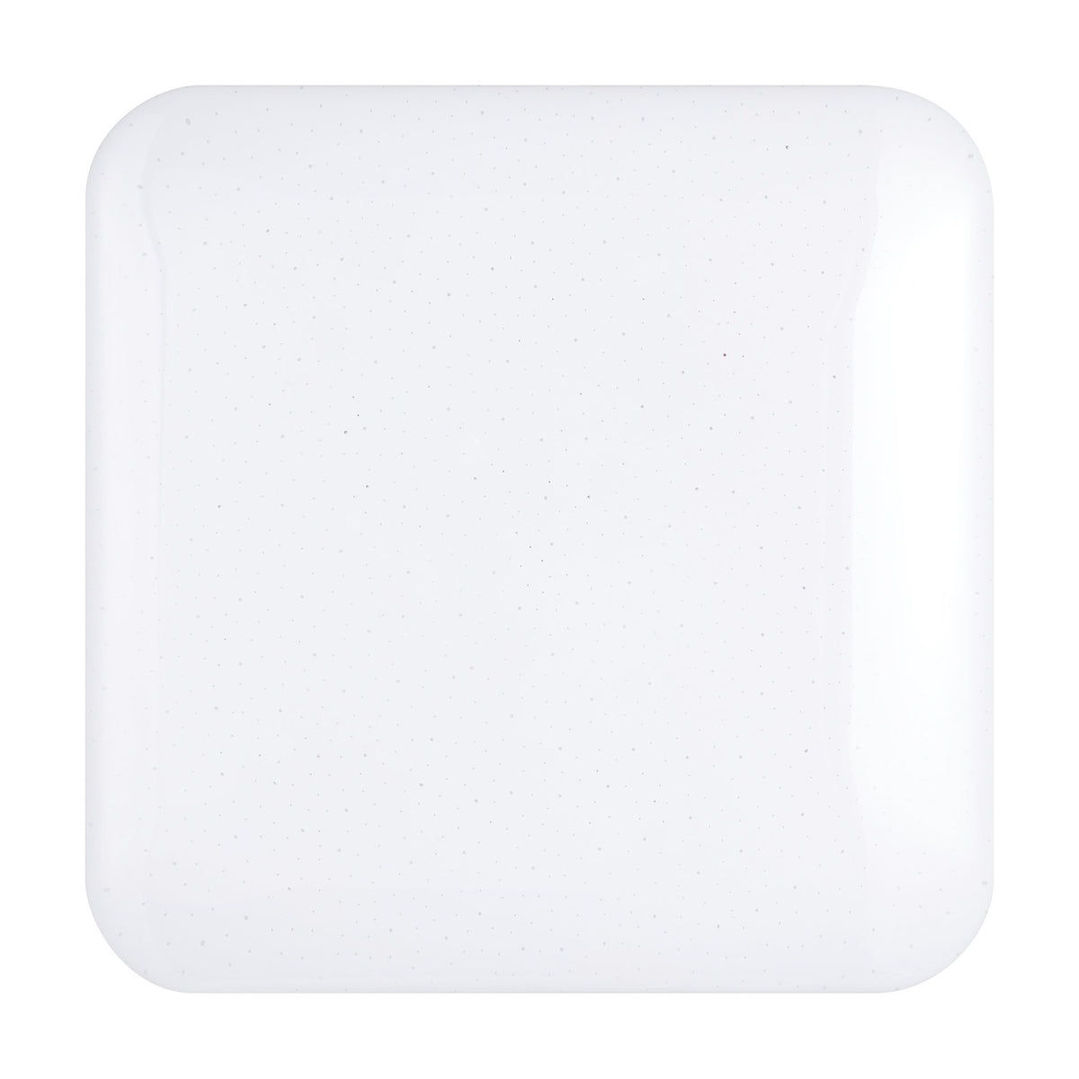 Crelvette square LED bathroom ceiling light in white, 33 x 33 x 6cm, with rounded corners and a crystal effect plastic diffuser, shown on a plain white background.