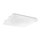 Crelvette square LED bathroom ceiling light in white with rounded corners and a sparkling crystal effect diffuser, shown on a plain background.