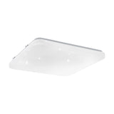 Crelvette square LED ceiling panel light, 33 x 33cm, white steel body with crystal-effect plastic diffuser, rounded corners, shown on a plain white background.