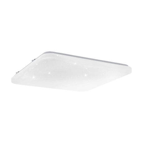 Square LED ceiling panel light, Crelvette 43 x 43cm, in white with a crystal-effect diffuser and rounded corners, shown on a plain white background.