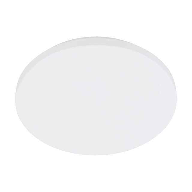 Crelvette LED Bathroom Ceiling Light, a round 31cm flush fitting with white steel body and white plastic diffuser, shown on a plain white background.
