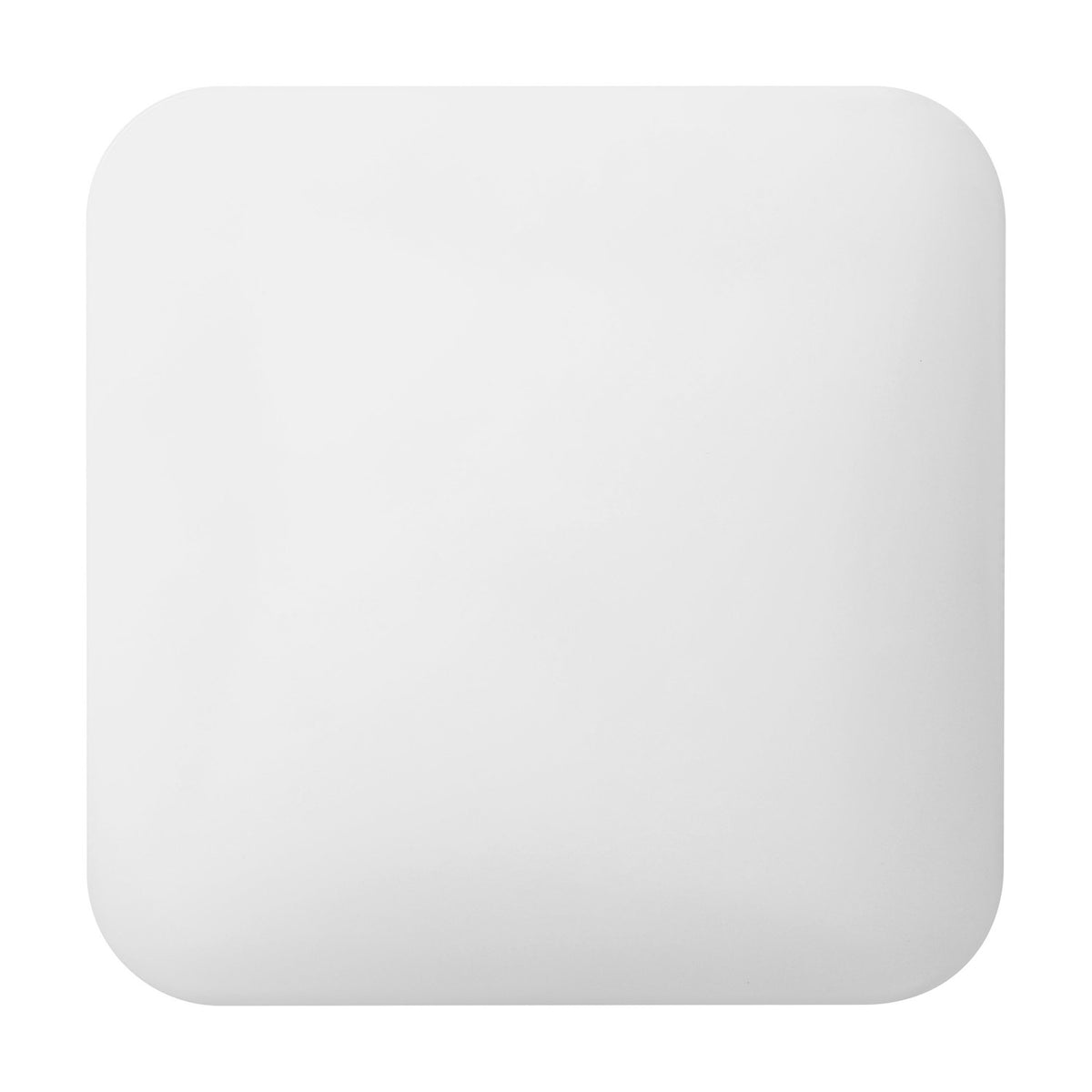 Crelvette LED Bathroom Ceiling Light, a square flush fixture with rounded corners and a white opal diffuser on a white steel body, shown on a plain white background.