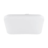 Crelvette LED Bathroom Ceiling Light, a square flush fixture with rounded corners and a white opal diffuser on a white steel body, shown against a plain white background.