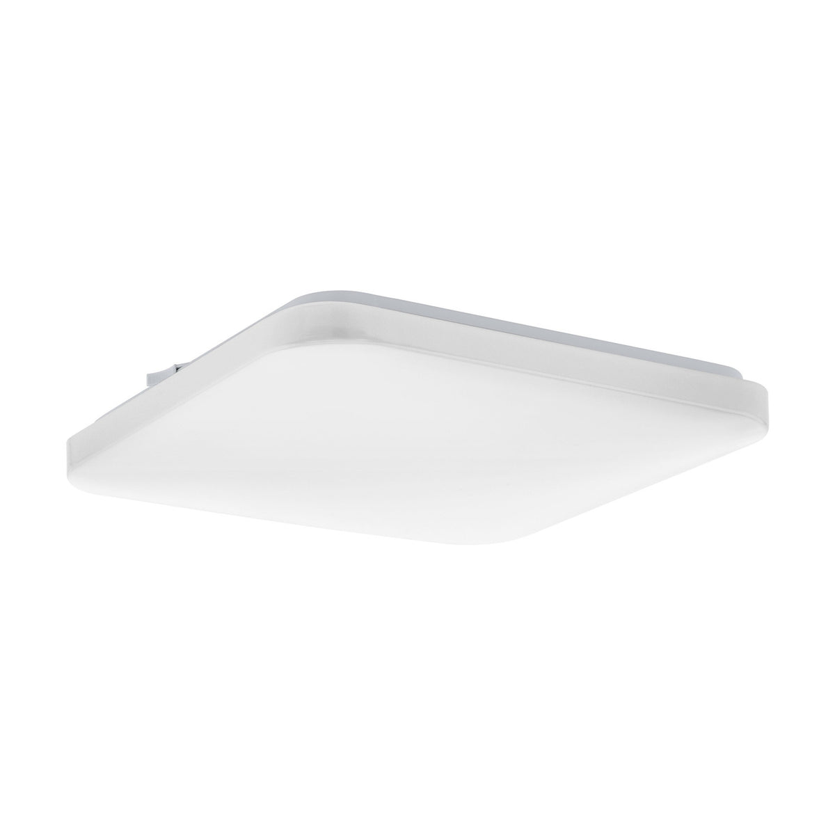 Crelvette square LED ceiling panel light, 33 x 33cm, white steel body with a white plastic diffuser and rounded corners, shown on a plain background.