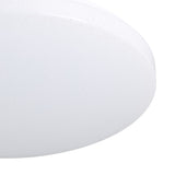 Close-up of the Crelvette LED flush ceiling light, 43cm round white plastic diffuser with crystal effect flecks, shown against a plain white background.
