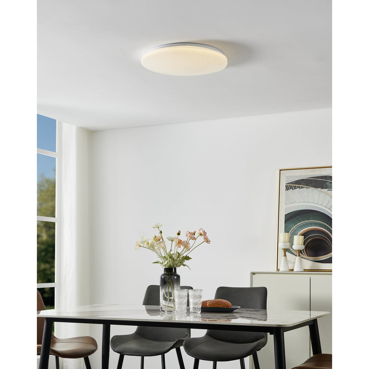 Crelvette Smart Crystal Effect LED Flush Ceiling Light 50cm