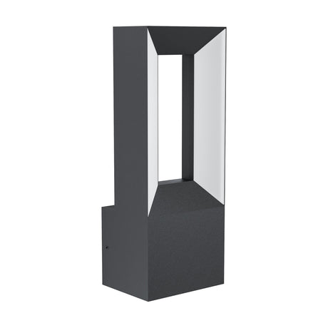 Cronvena LED Outdoor Wall Light in black cast aluminium, featuring an open rectangular frame with white inner panels above a solid textured base block, shown on a plain background.