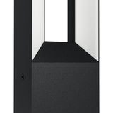 Close-up of the Cronvena Outdoor LED Floor Lamp in black, showing the cast aluminium bollard body with white plastic diffusers lining the open rectangular head frame.