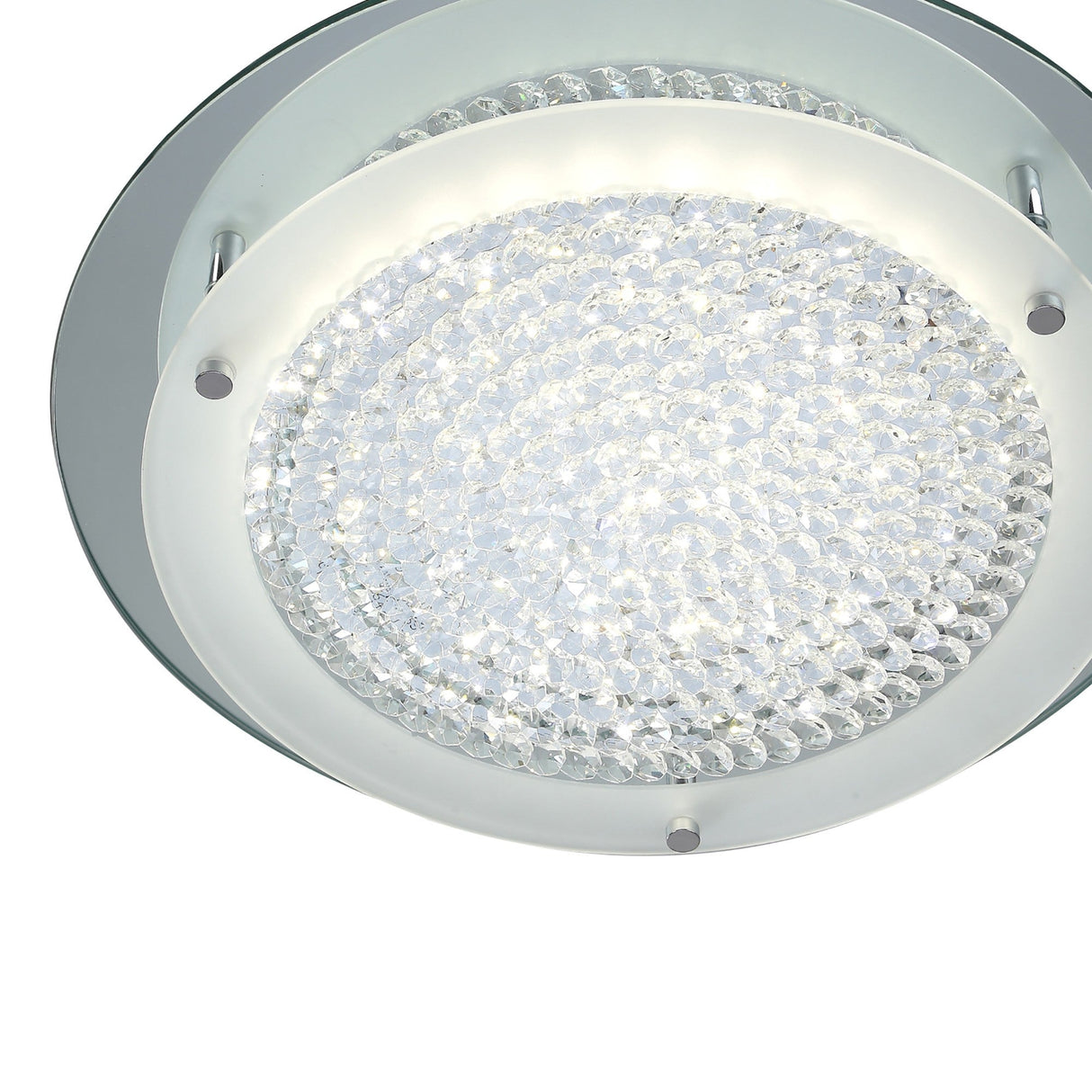 Cristal Round LED Crystal Flush Ceiling Light 18W 4000K - Chrome