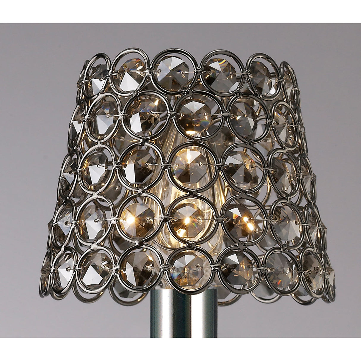 Clip-On Crystal Ring Lampshade - Black Chrome