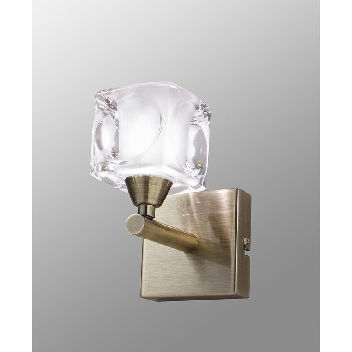 Cuadrax 1 Light Frosted Glass Wall Light - Antique Brass