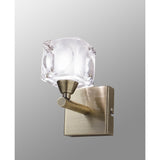 Cuadrax 1 Light Frosted Glass Wall Light - Antique Brass