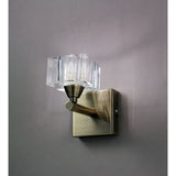 Cuadrax 1 Light Clear Glass Wall Light With Switch - Antique Brass